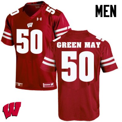 Men's Wisconsin Badgers NCAA #50 Izayah Green-May Red Authentic Under Armour Stitched College Football Jersey DK31E18AP